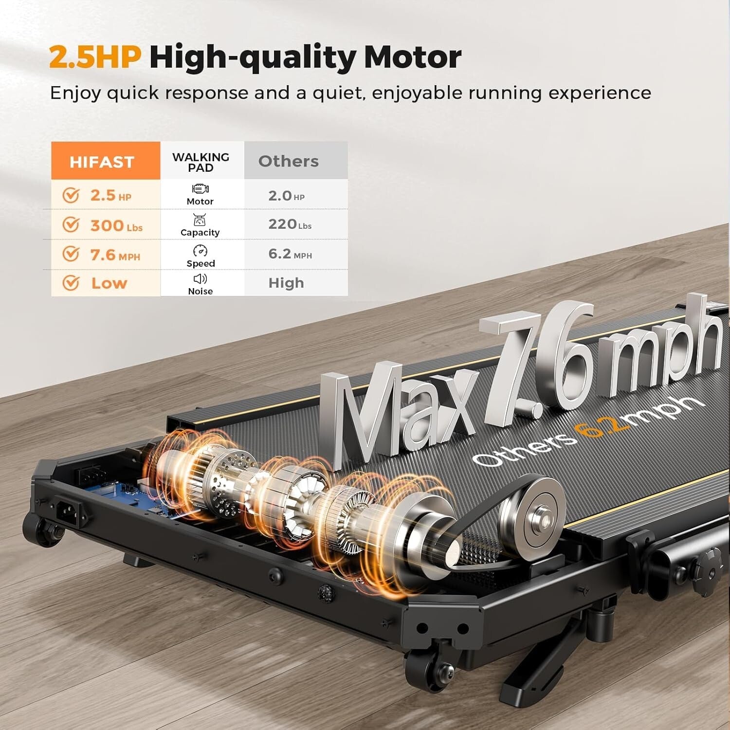 Foldable Under Desk Treadmill with Bluetooth & 3-Way Control - Silent Operation
