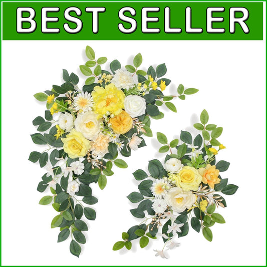 Versatile Yellow Floral Arch Arrangement - Ideal for Weddings and Celebrations