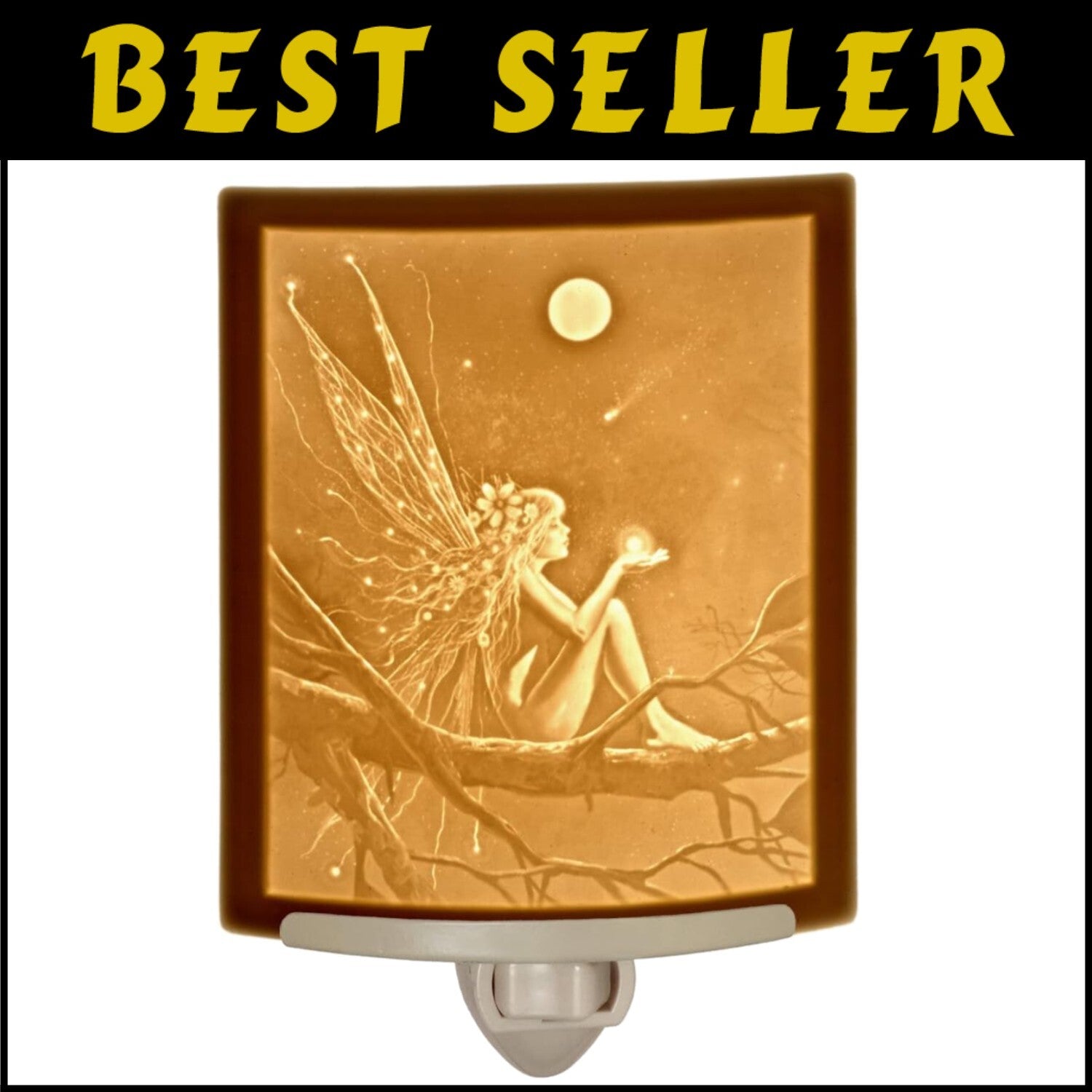 Enchanting Handmade Porcelain Lithophane Night Light - Fairy Design By Delamare