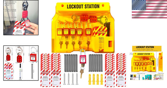 Durable LOTO Lockout Station - 5 Padlocks, Tags & Hasps for Safety Compliance