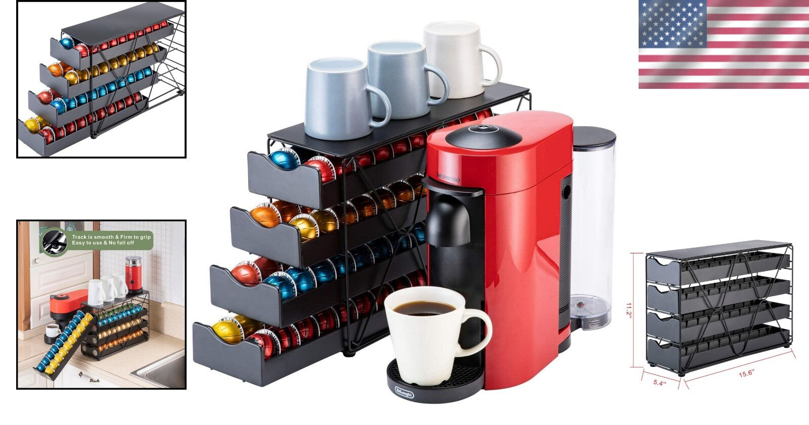 Elegant 4-Tier Nespresso Pod Holder - Organizes Up to 80 Vertuo Coffee Pods