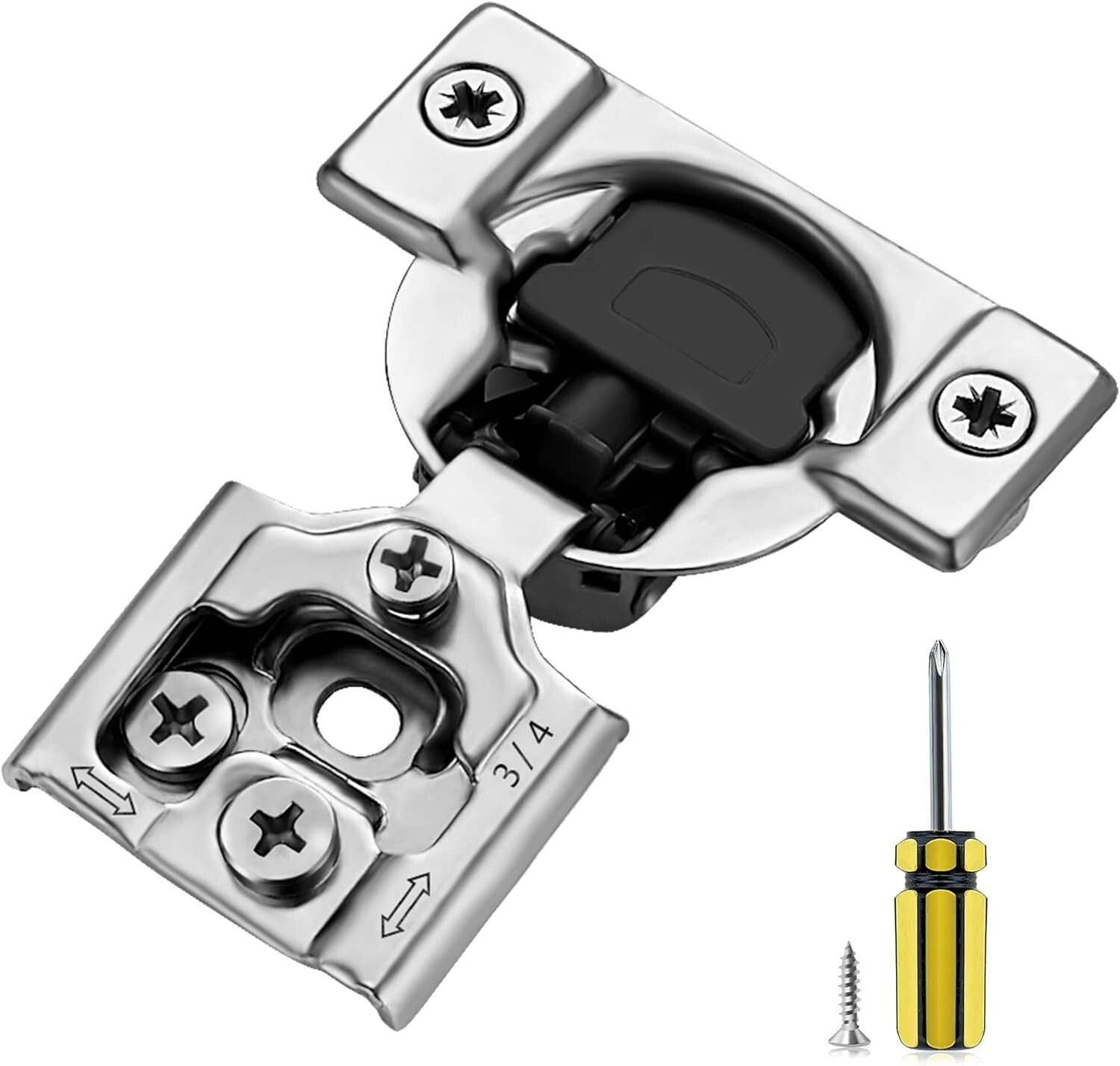 Durable 3/4 Inch Overlay Cabinet Hinges with Soft Close - Satin Nickel Finish