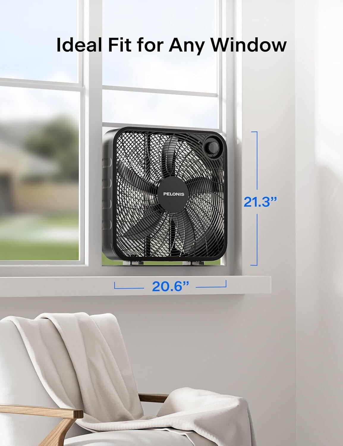 20 Inch Box Fan - Lightweight Portable Floor Fan with High Airflow 2295 CFM
