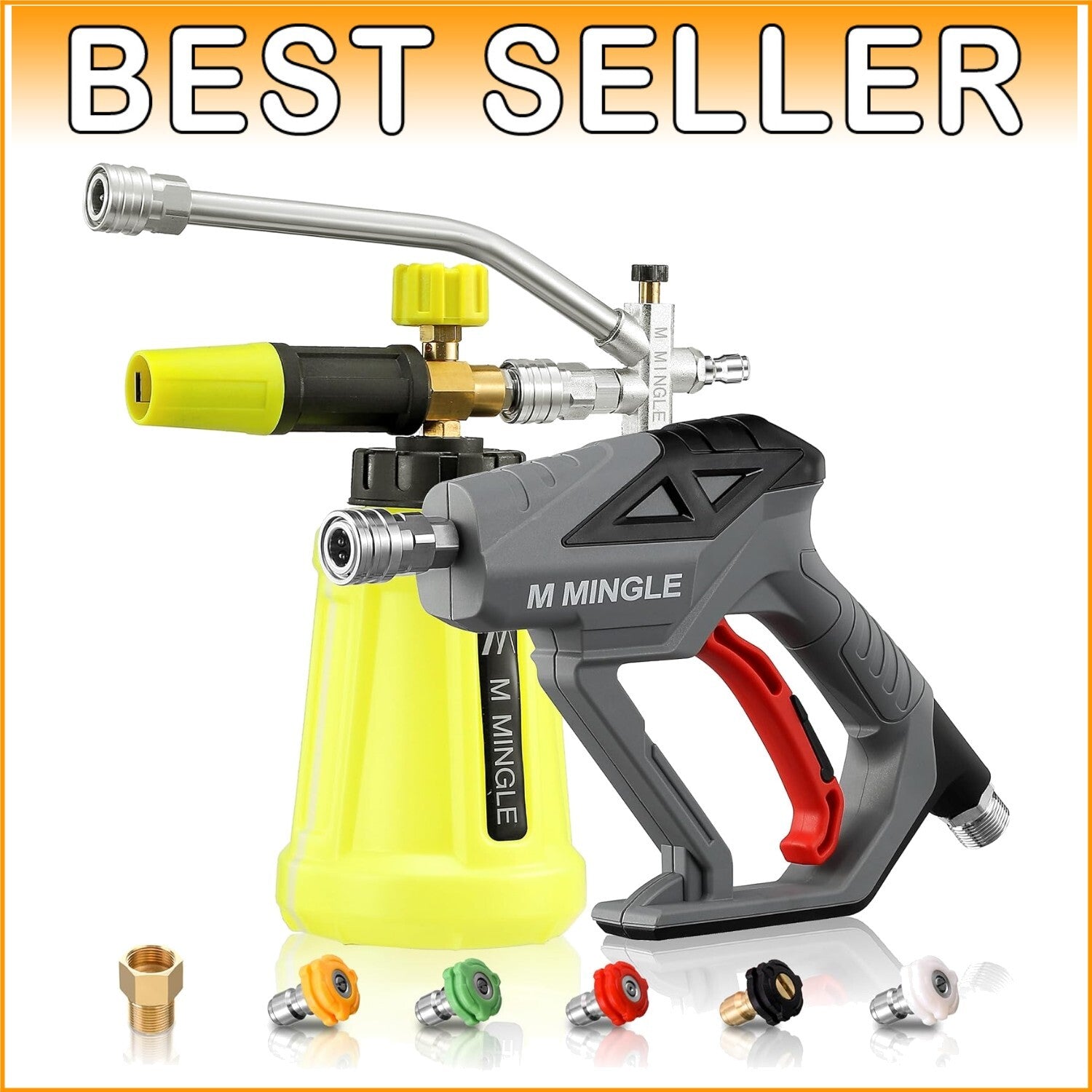 Durable High-Pressure Washer Gun and Foam Cannon Dual Connector Accessory