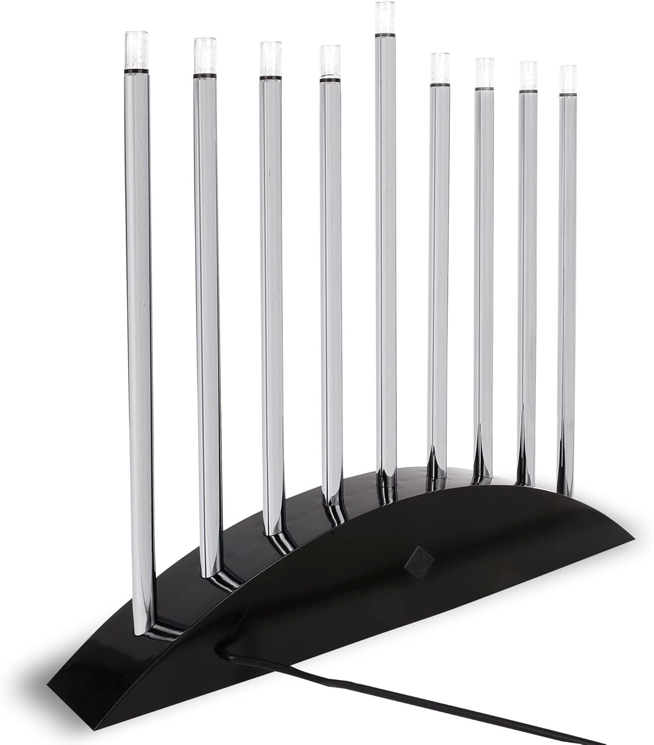 Modern Chanukah Menorah - Black & Silver LED Design with Multi-Power Options