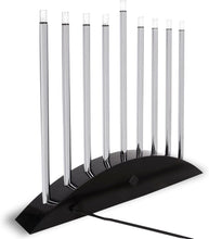 Load image into Gallery viewer, Modern Chanukah Menorah - Black &amp; Silver LED Design with Multi-Power Options