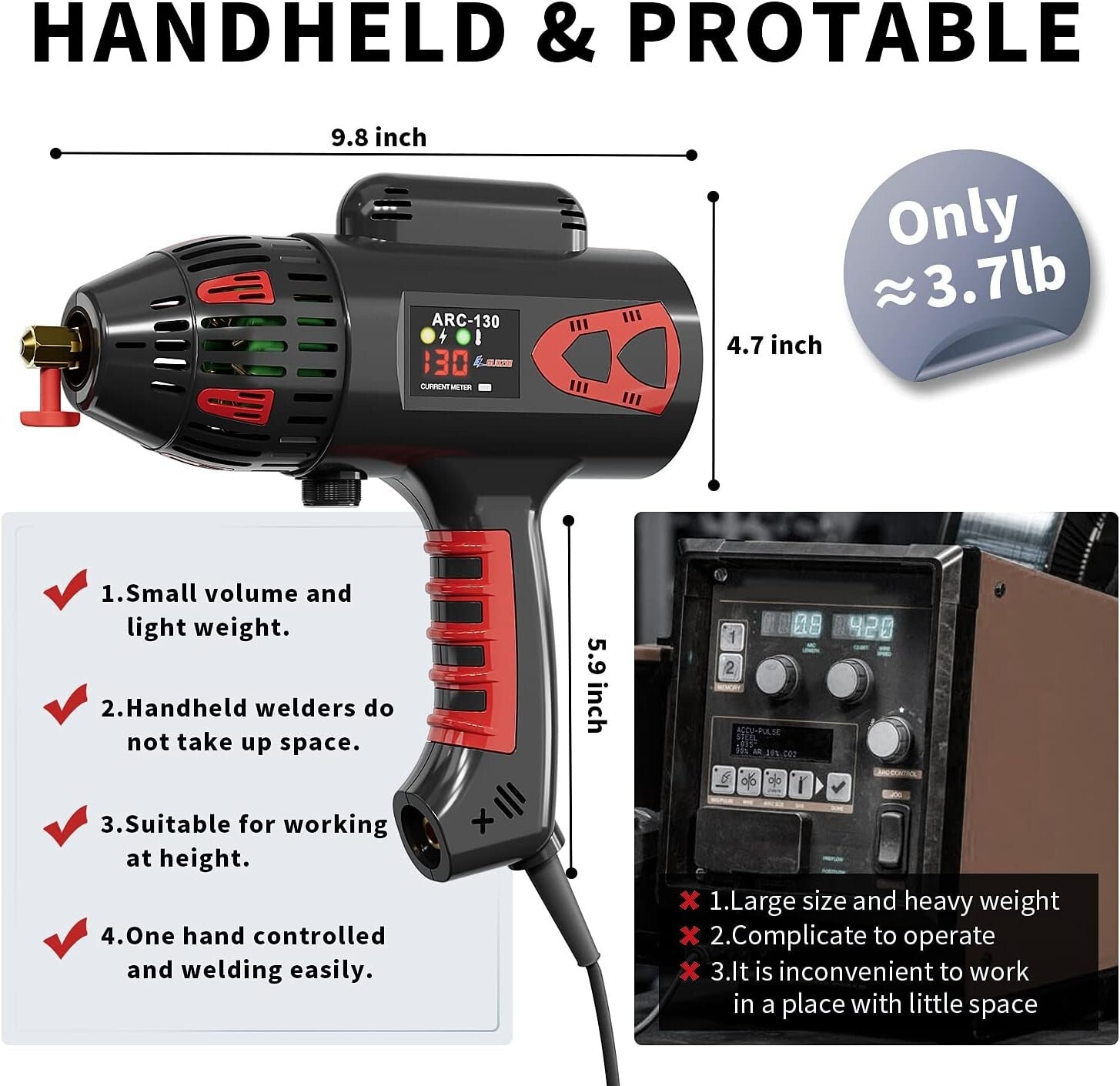 Digital Display 130A Portable Arc Welder - Complete Set for DIY & Industrial Use