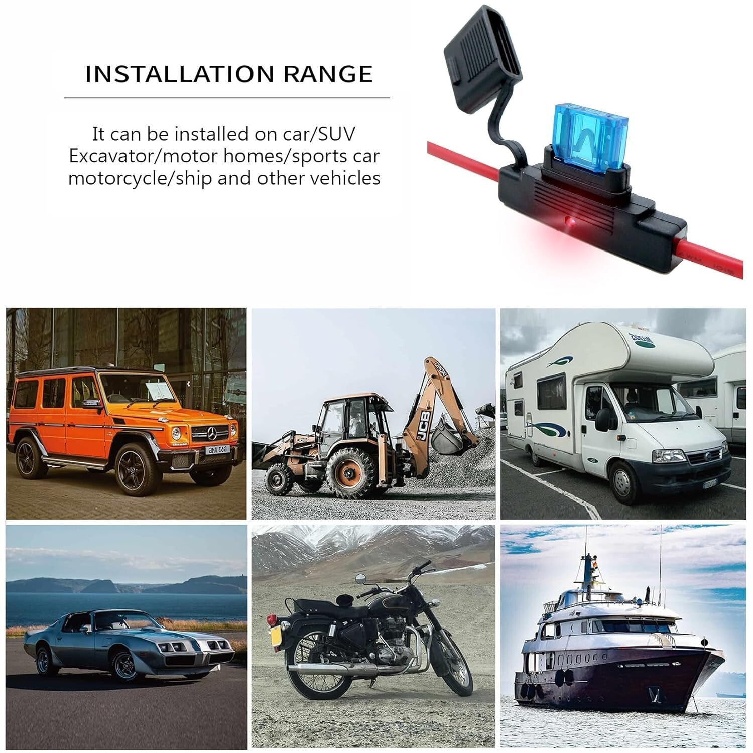 12V Waterproof In-Line Maxi Blade Fuse Holder with LED Indicator - Set of 2