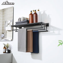 Load image into Gallery viewer, 24-Inch Matte Black Towel Rack with 3 Stainless Steel Bars - Heavy Duty Design