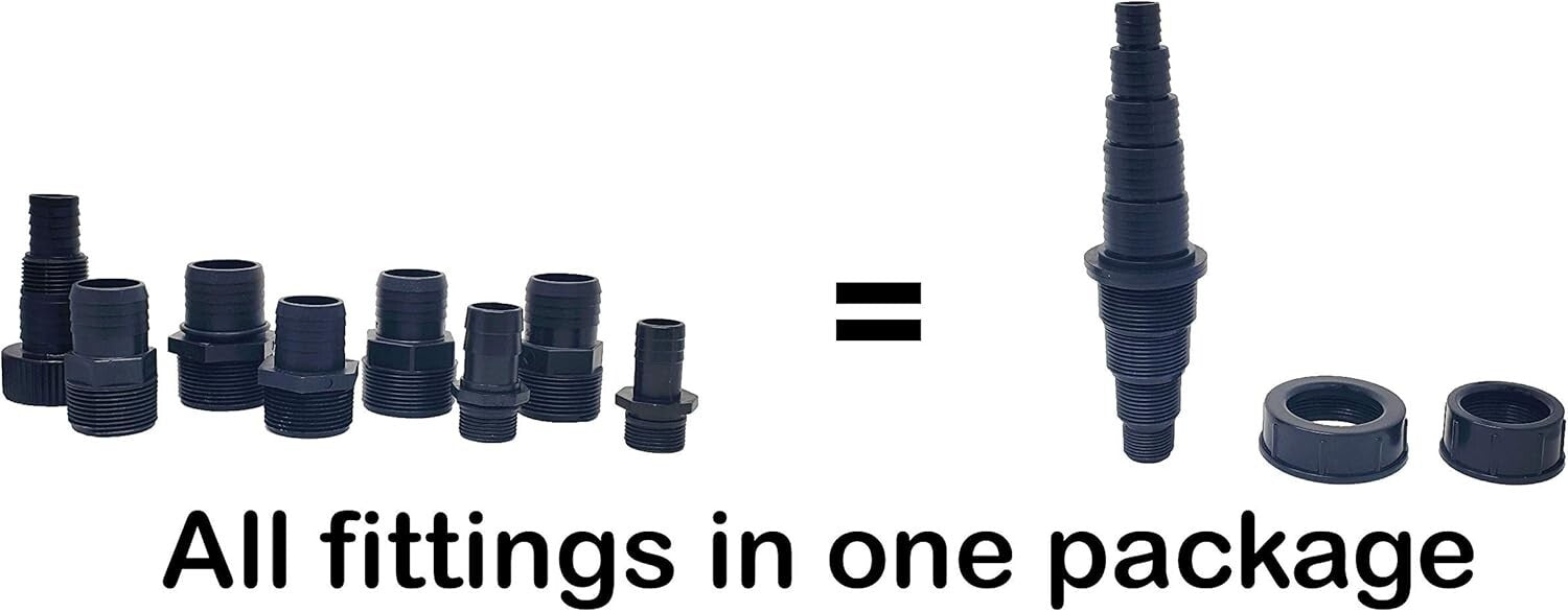 Fish Safe Universal Pond Fittings - Barbed Design for Secure Connections