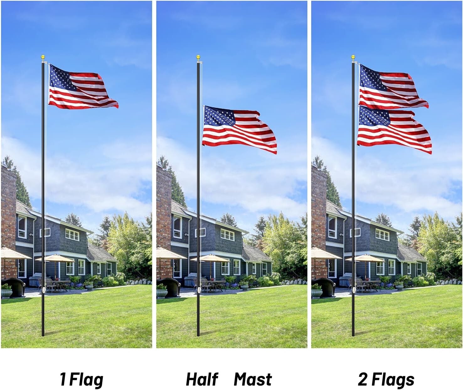 Extra-Thick 25 FT Sectional Flagpole with Free American Flag - Rust-Resistant