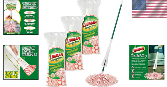 Eco-Friendly Wonder Mop Duo with Easy Wring & 3 Replacement Heads Included