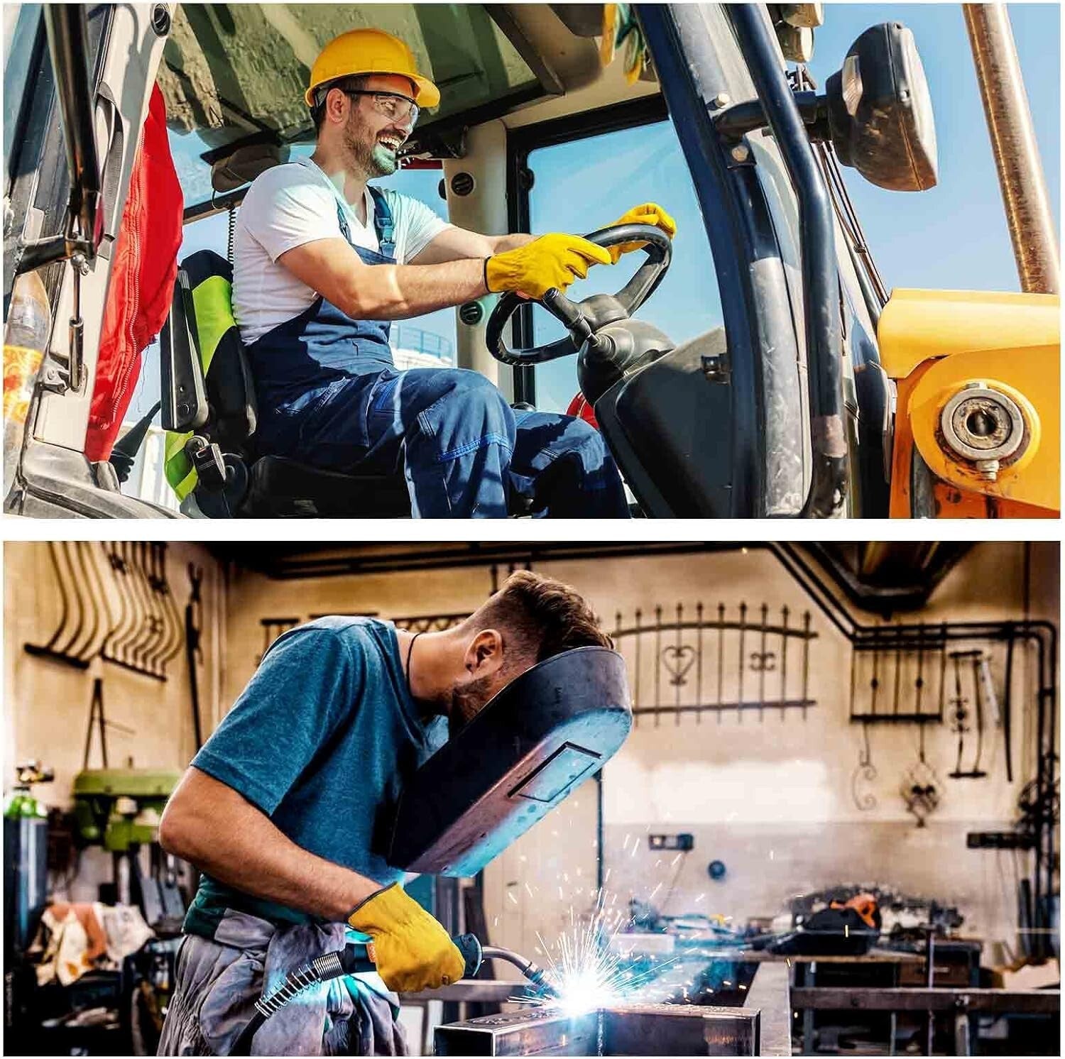 Multi-Purpose Heavy Duty Leather Work Gloves - Puncture-Resistant, Pack of 3