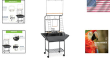 Load image into Gallery viewer, Interactive Small Bird Playstand with Ladders, Swing &amp; Wheels - Black Hammertone