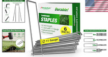 Load image into Gallery viewer, 500 Pack Heavy-Duty Galvanized Landscape Staples, 6 Inch 11 Gauge Garden Stakes