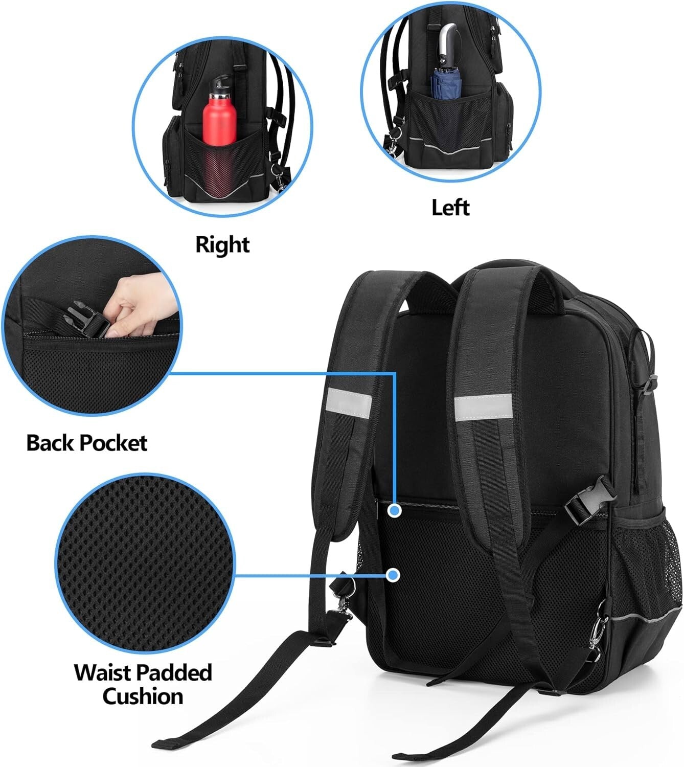 Functional Wheelchair Backpack w/ Insulated Pocket & Adjustable Stability Straps