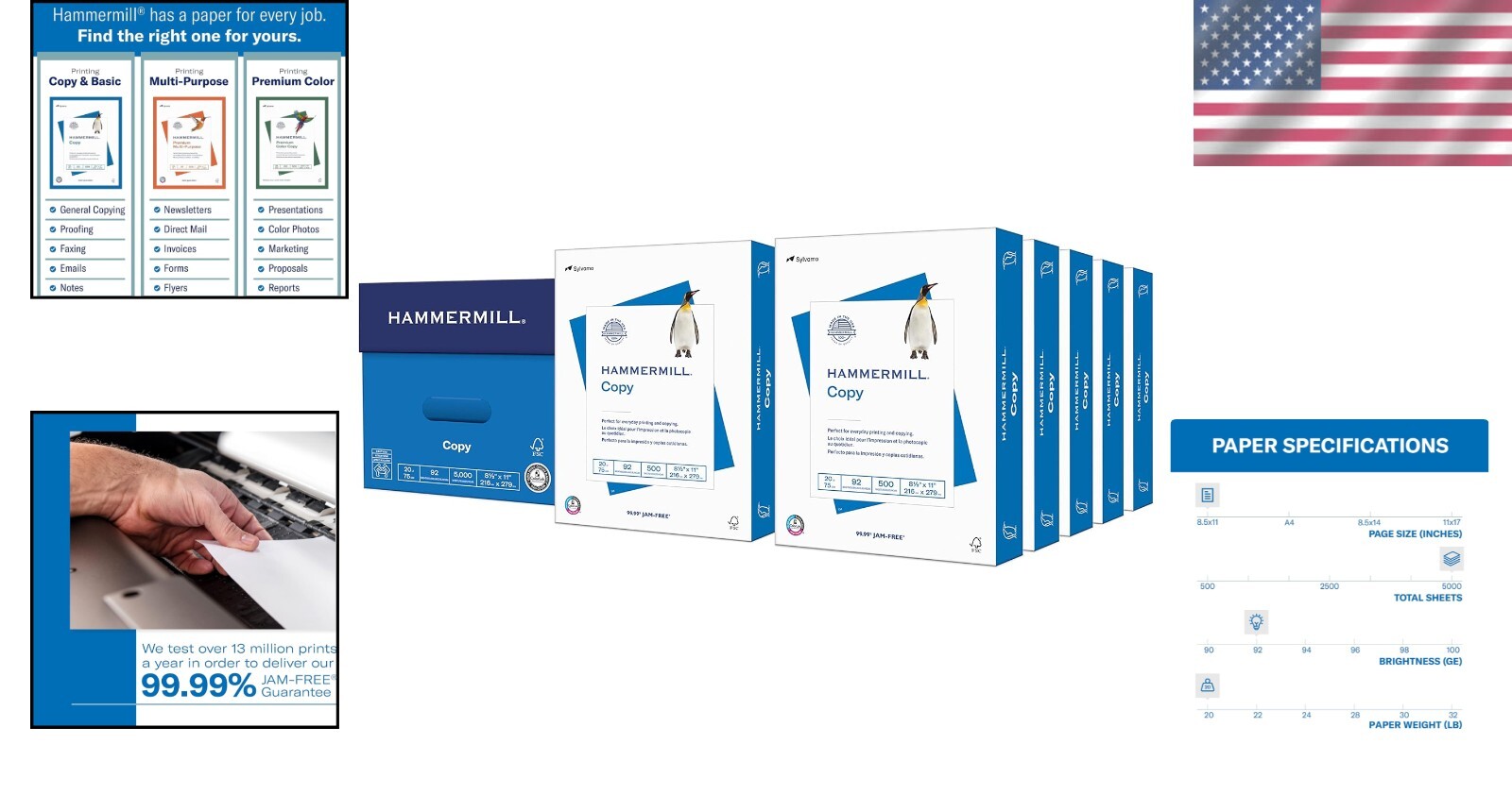 Bulk 20 lb Copy Paper, 8.5 x 11, 10 Reams of 5000 Sheets - Bright & Reliable