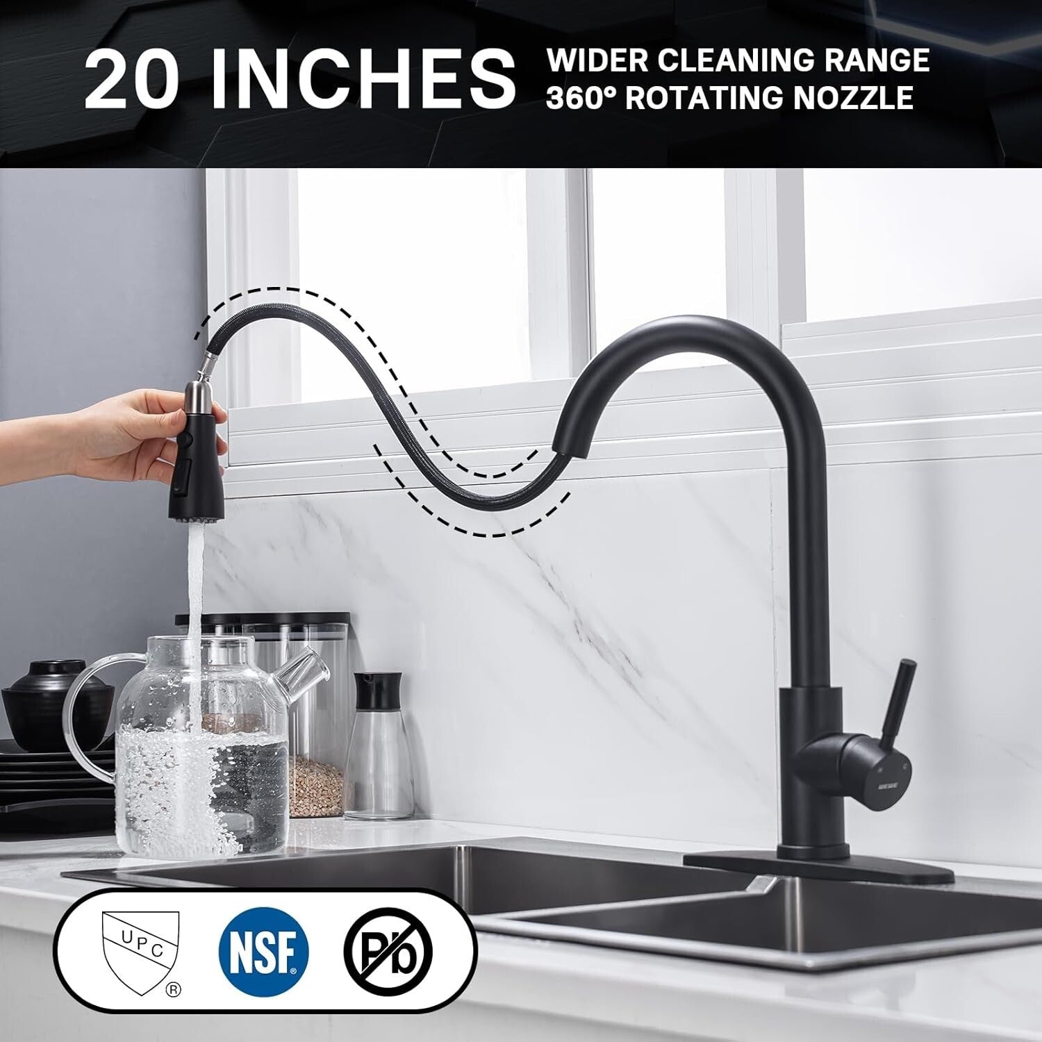 Single Handle Kitchen Faucet with Retractable Sprayer & Easy Installation