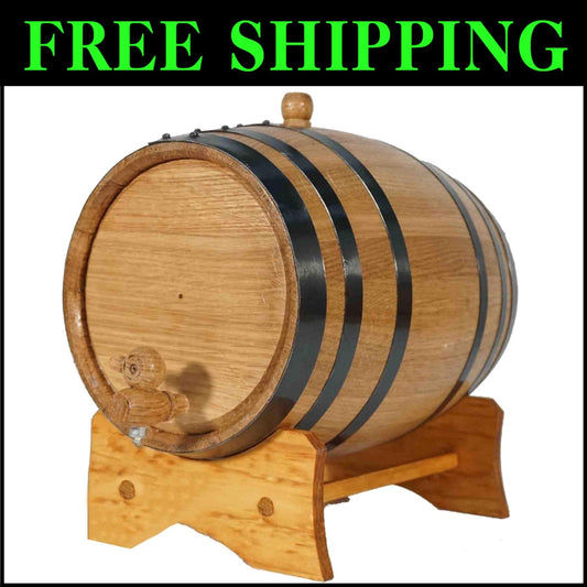 Compact 1 Gallon Oak Barrel for Aging Whiskey & Cocktails with Stand & Spigot