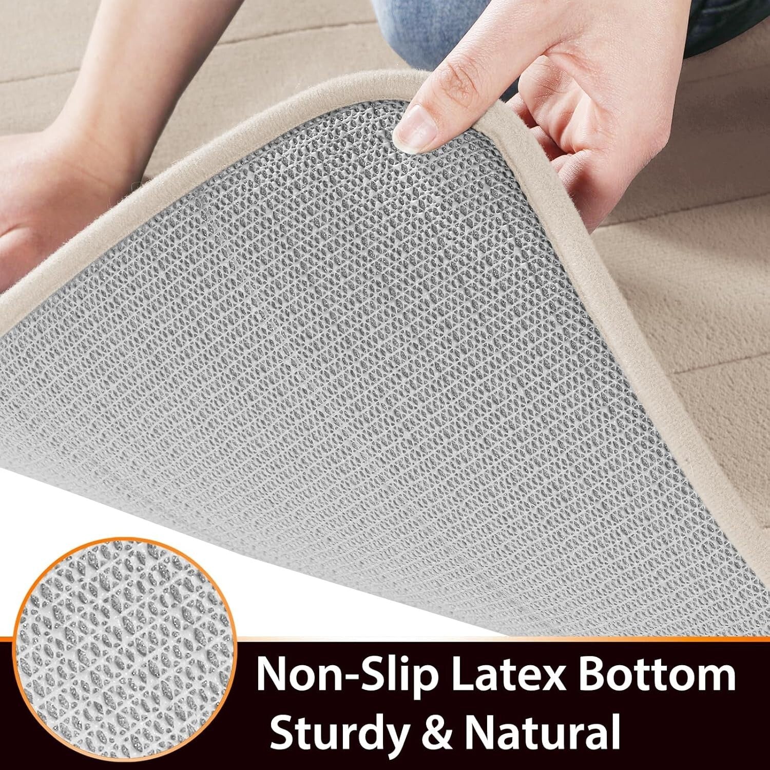 3-Piece Beige Memory Foam Bath Rug Set - Ultra-Soft, Water Absorbent & Non-Slip