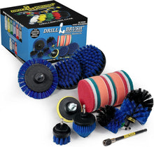 Load image into Gallery viewer, Professional 21-Piece Drill Brush Set with Blue Bristles for Pool and Boat Care