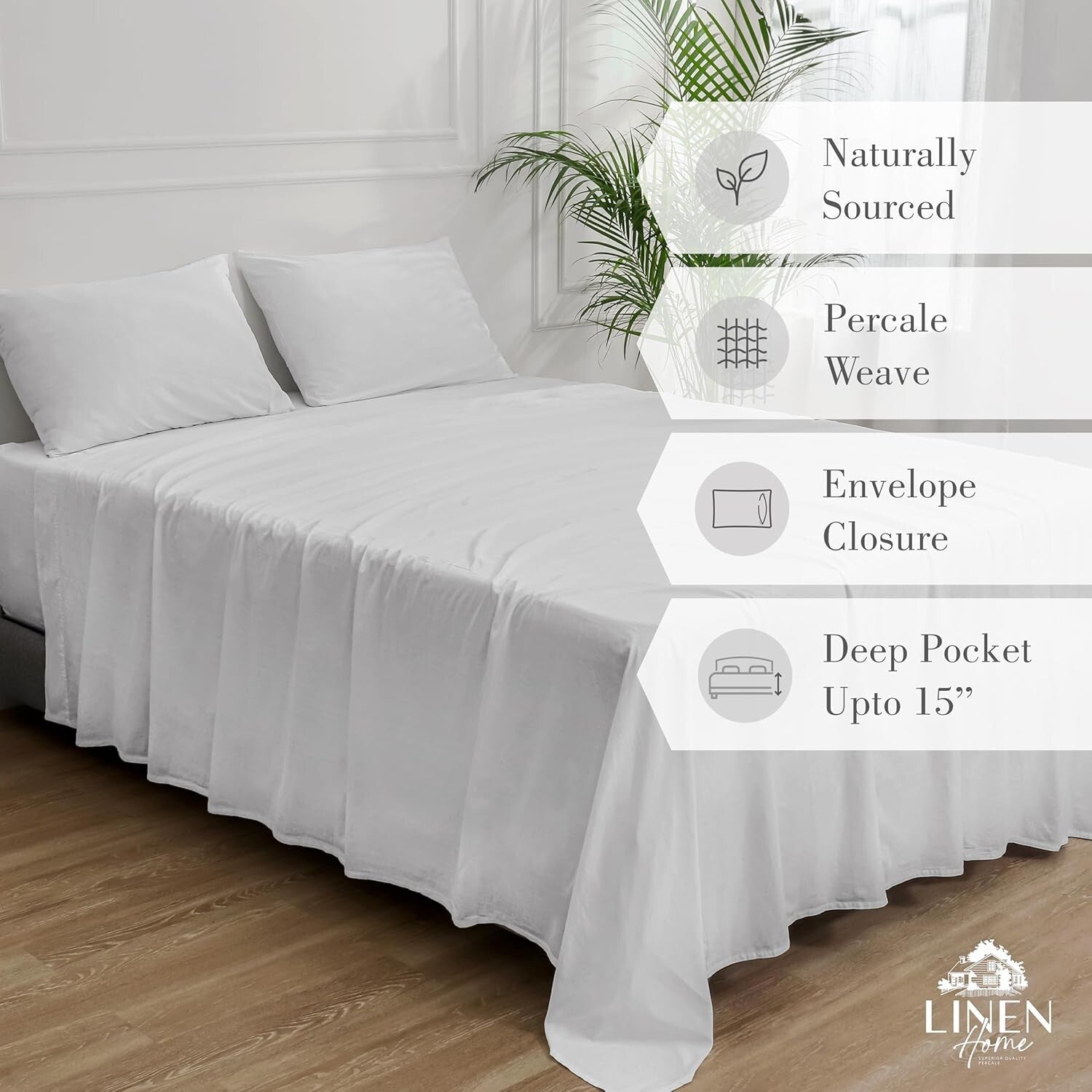 4-Piece King Cotton Sheet Set with Envelope Closure Pillowcases - Chic & Durable