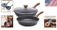 Load image into Gallery viewer, Induction Compatible Granite Nonstick Skillets - Chef's Frying Pan Set, 8" &amp; 11"