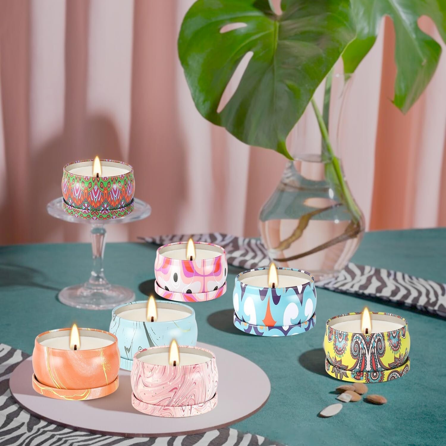 Elegant 36-Pack Scented Candle Set in Decorative Tins - Long-Lasting Ambiance