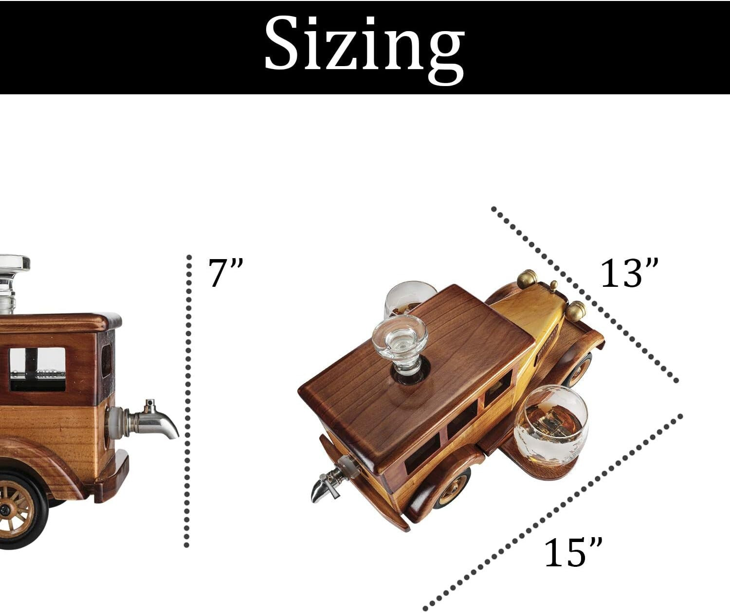 Large Car-Themed Whiskey Decanter Set with Metal Spigot - Perfect for Collectors