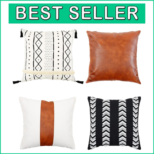 Durable 20x20 Bohemian Pillow Covers with Tassels - Set of 4 Decorative Pieces