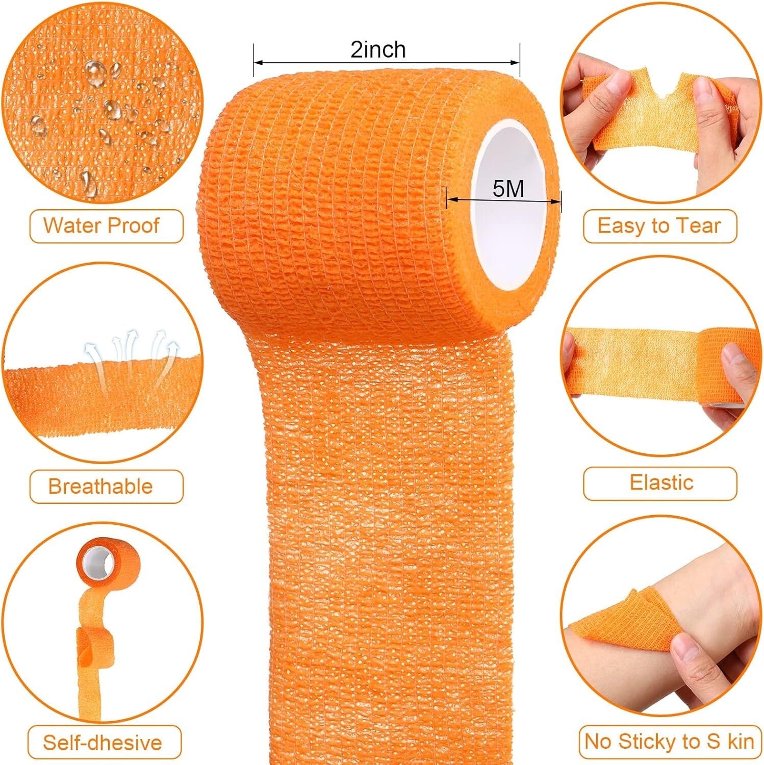 Durable 96 Pack Self-Adhesive Bandage Wraps - Perfect for Sports and Recovery