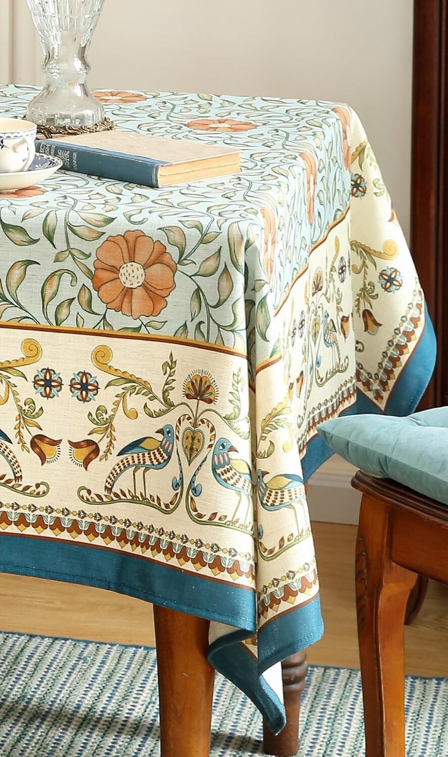 Heavyweight Floral Print Tablecloth - 63''x87'' for Stylish Dining Celebrations