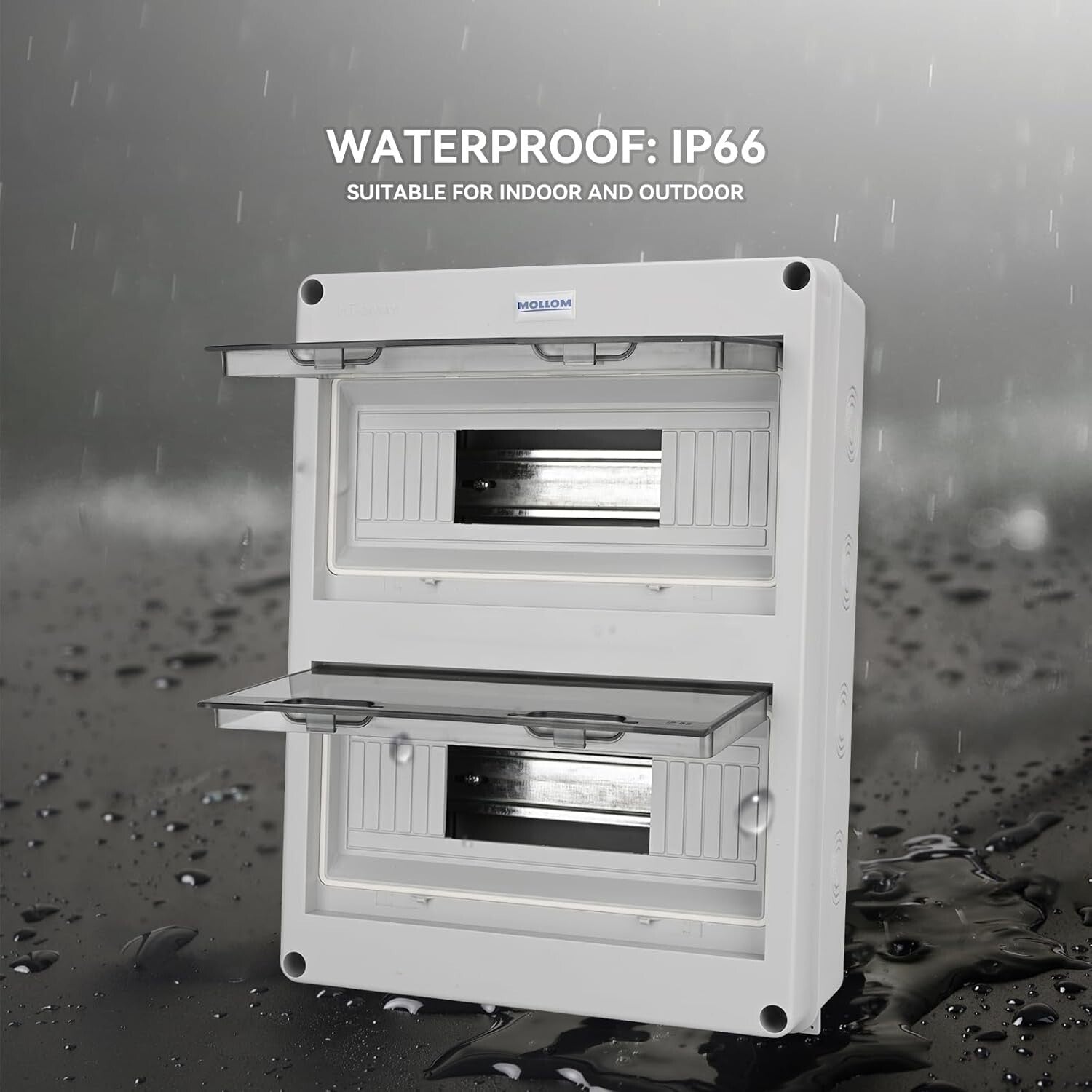 IP65 Rated 24-Way Circuit Breaker Box in Durable PC+ABS Material - Easy Install