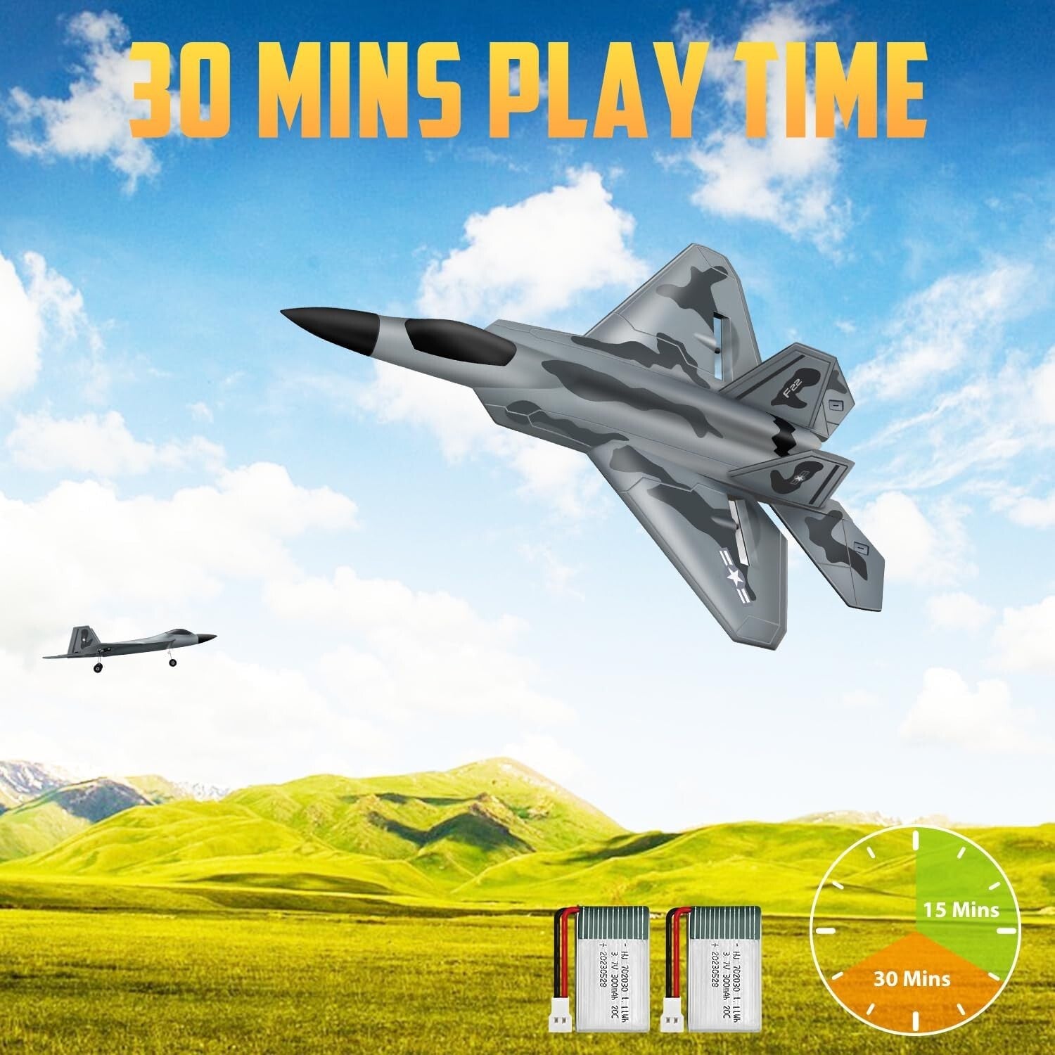 F-22 RC Airplane: Durable Foam Glider with 4-Directional Control for Fun Flying