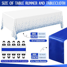 Load image into Gallery viewer, 54 x 108 Inch Royal Blue Tablecloths &amp; Satin Runners for Elegant Celebrations