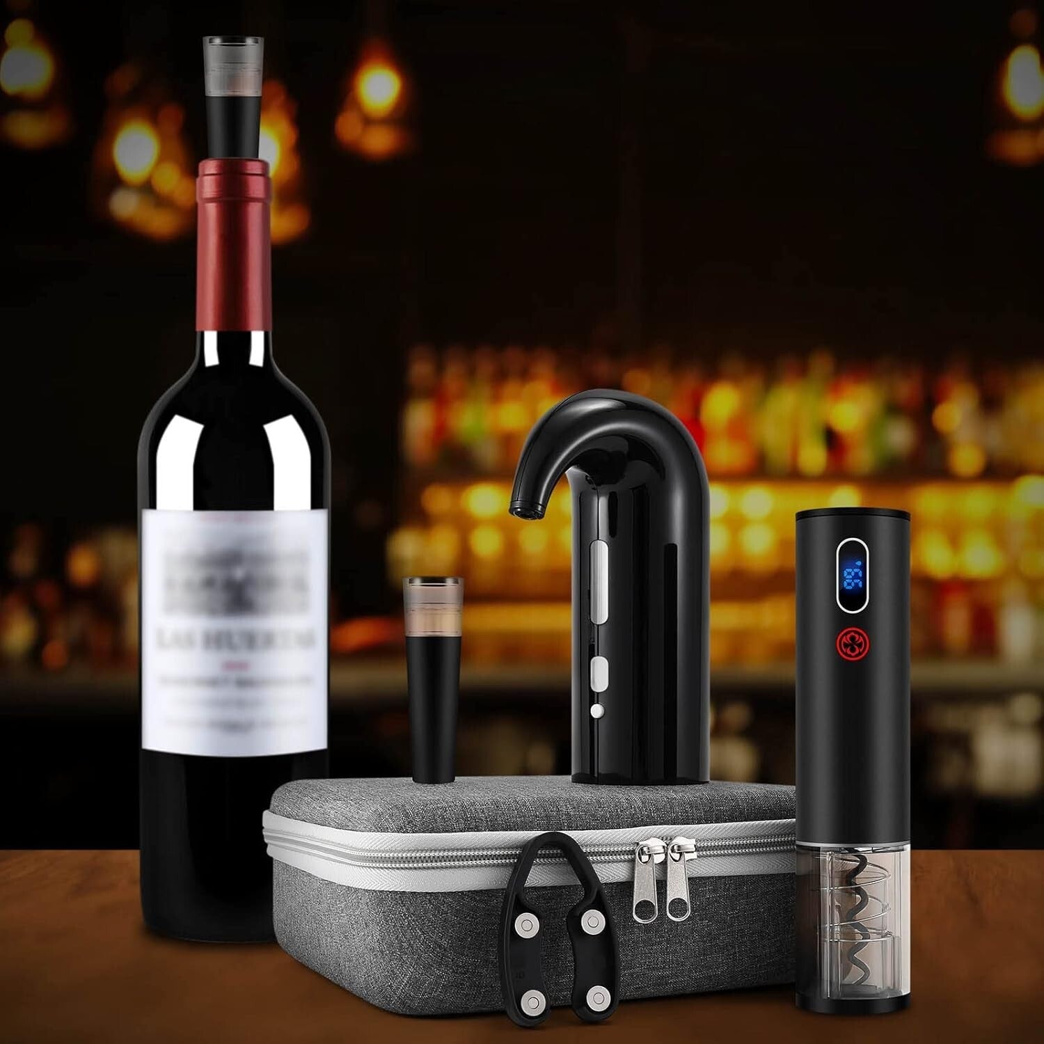 Elegant Wine Opener Gift Set with Aerator & Decanter - Rechargeable & Automatic