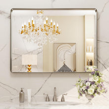 Load image into Gallery viewer, Modern 40"x30" Brushed Nickel Bathroom Mirror - Easy Install &amp; Secure Mounting