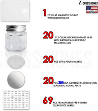 Load image into Gallery viewer, Magnetic Airtight Spice Jar Set - 20 Hexagonal Glass Containers with Labels