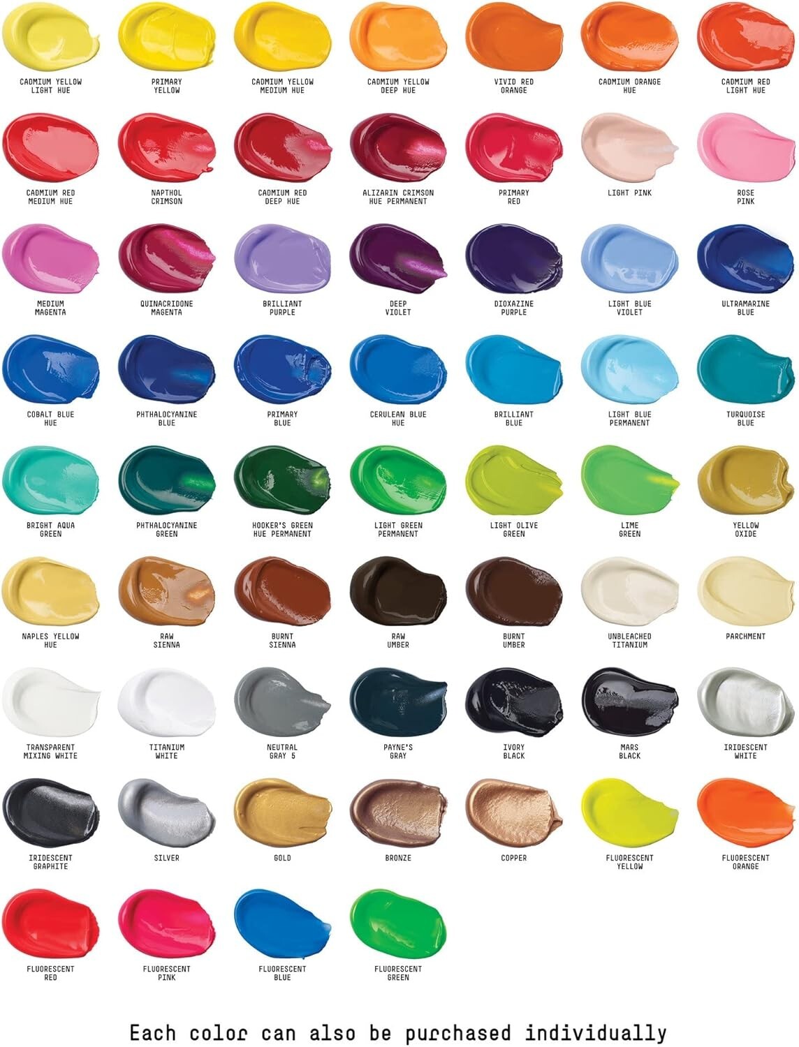 BASICS Acrylic Paint Set - 60 Tube Set with 22ml Gloss Finish, Artist Quality