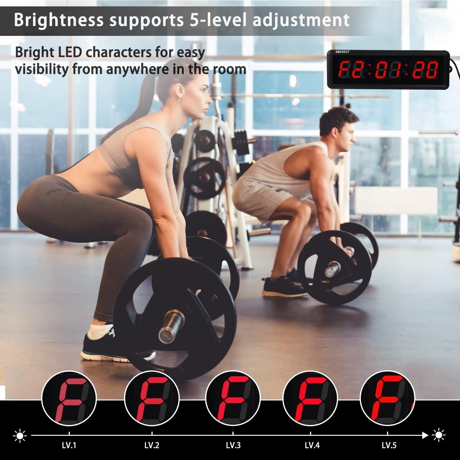 1.5-Inch LED Gym Timer with Interval Settings & Remote Control Functionality