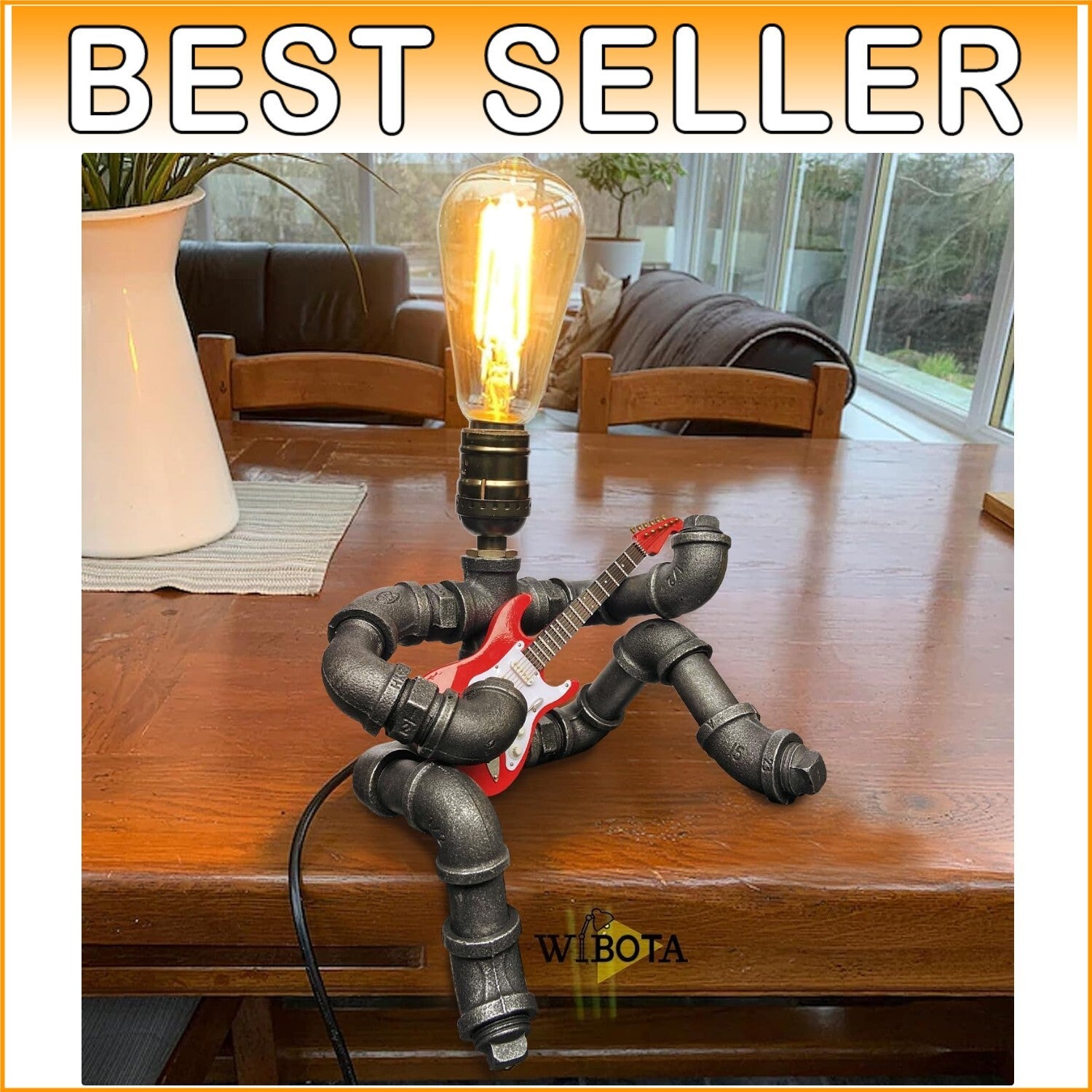 E27 Guitar Design Table Lamp - Cool Steampunk Gift for Men and Music Lovers