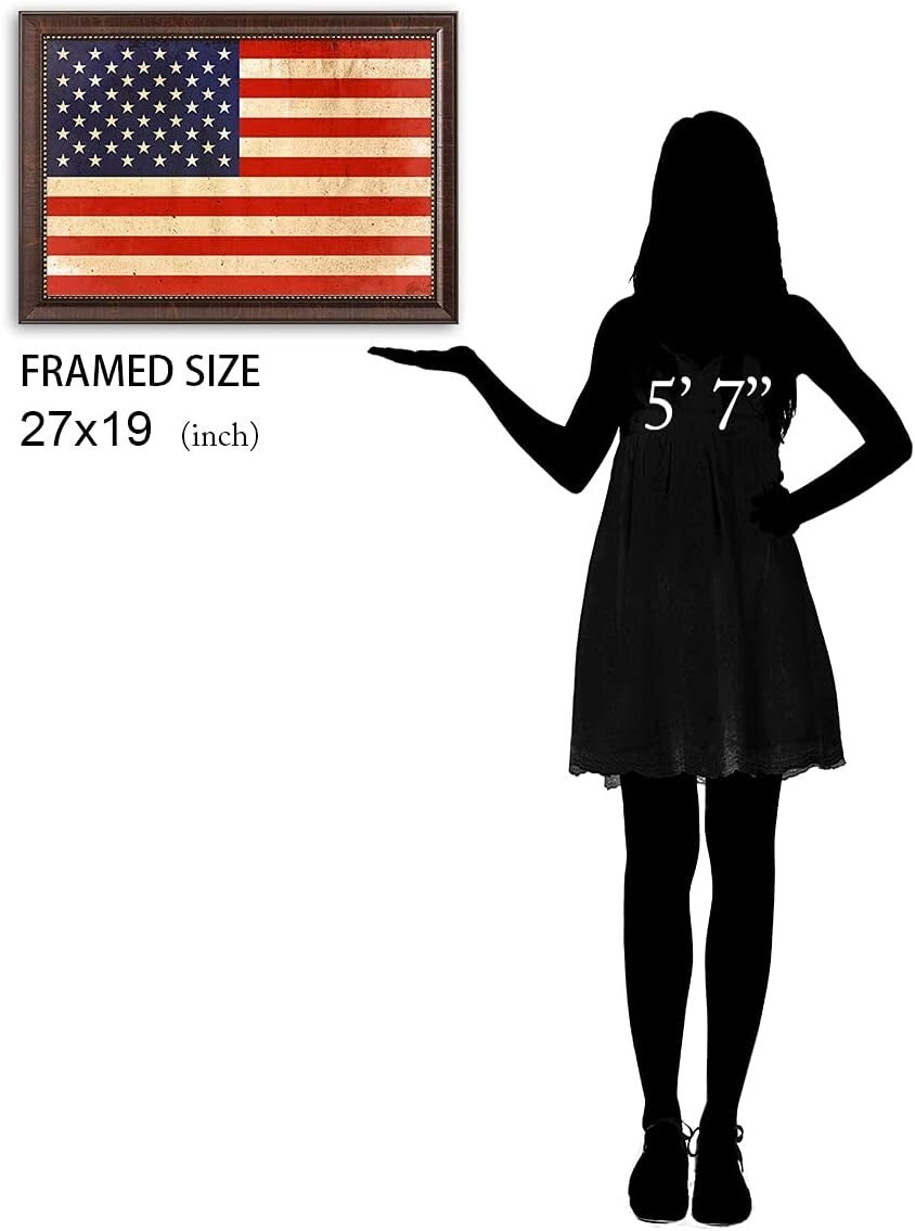 Vibrant American Flag Giclee Print Wall Art - Canvas 27x19 Ready to Display