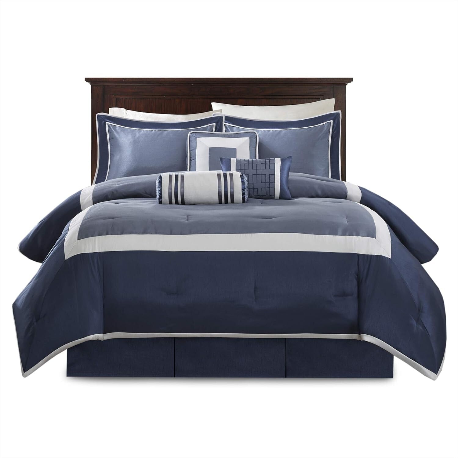 Elegant Navy King Bedding Set - 7-Piece Luxury Down Alternative Collection