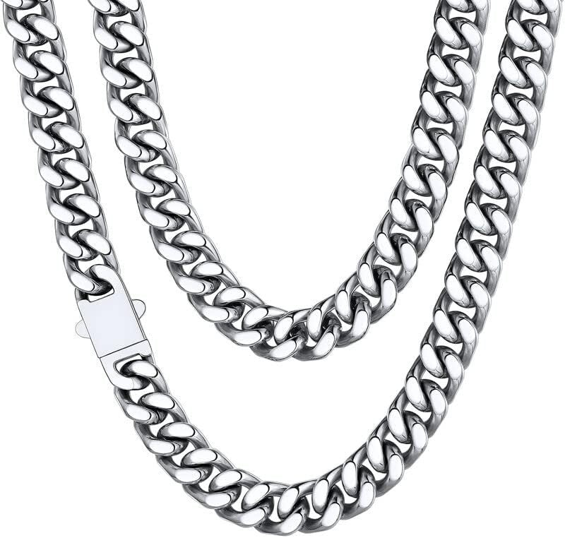 Men's Stainless Steel Cuban Link Chain - Hypoallergenic with Gift Box Included
