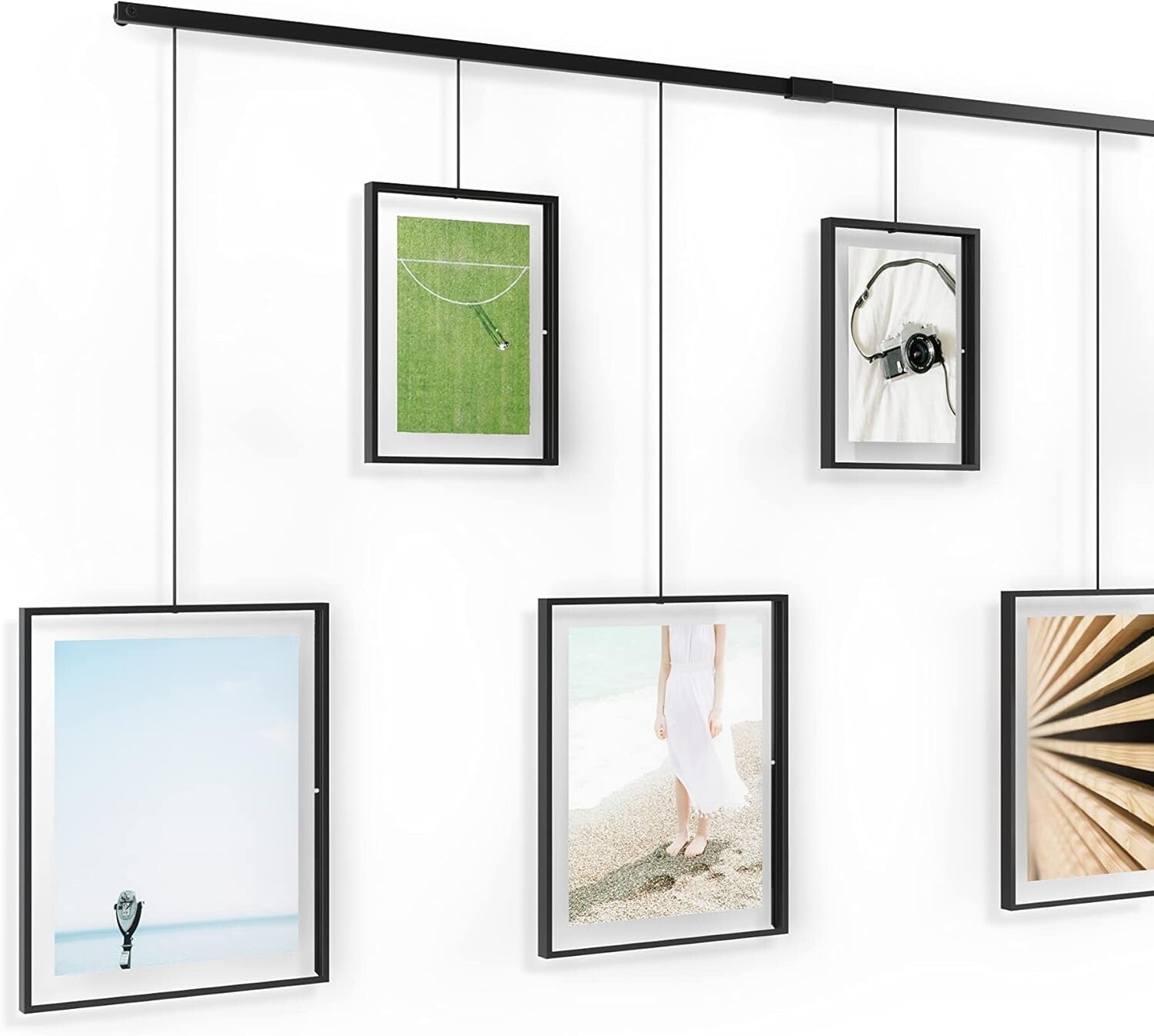 Adjustable Brushed Metal Picture Frames for Unique Wall Decor - Set of 9