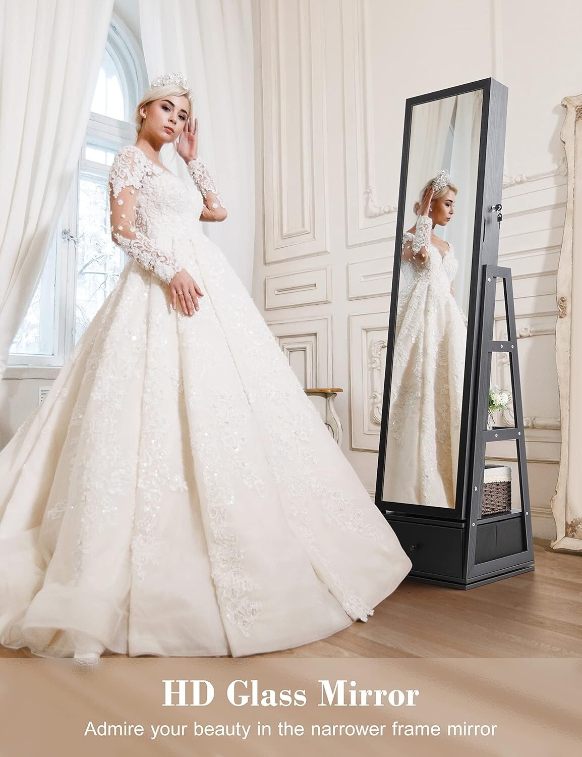 360° Swivel Jewelry Cabinet with Touch Screen Mirror - Elegant Storage Solution