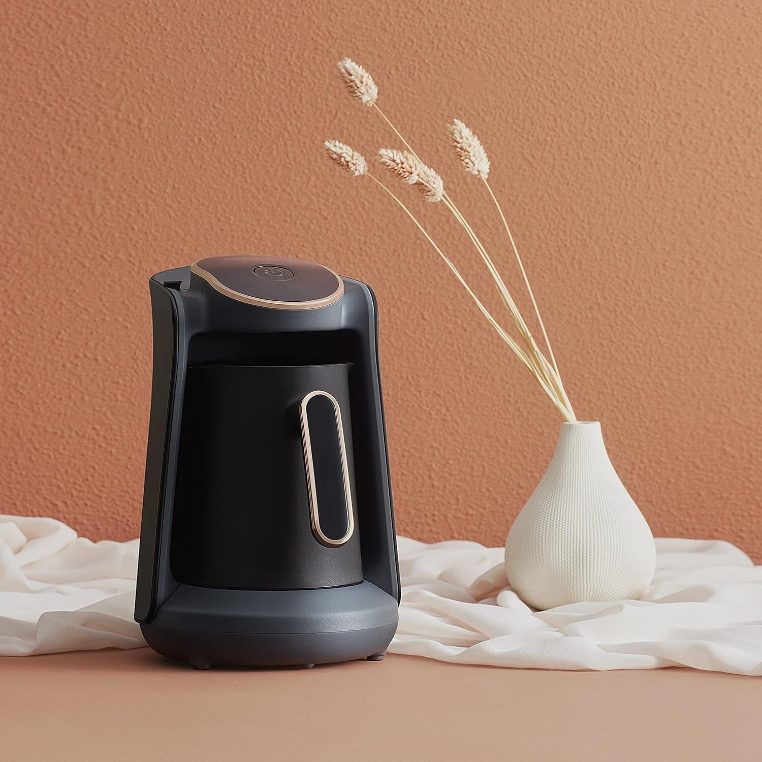 Minio Automatic Coffee Maker - 4 Cup Turkish Coffee Machine, Black/Gold Finish