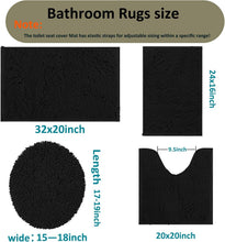Load image into Gallery viewer, Luxurious 4-Piece Non-Slip Bath Rug Set - Ultra Plush Chenille Comfort in Black