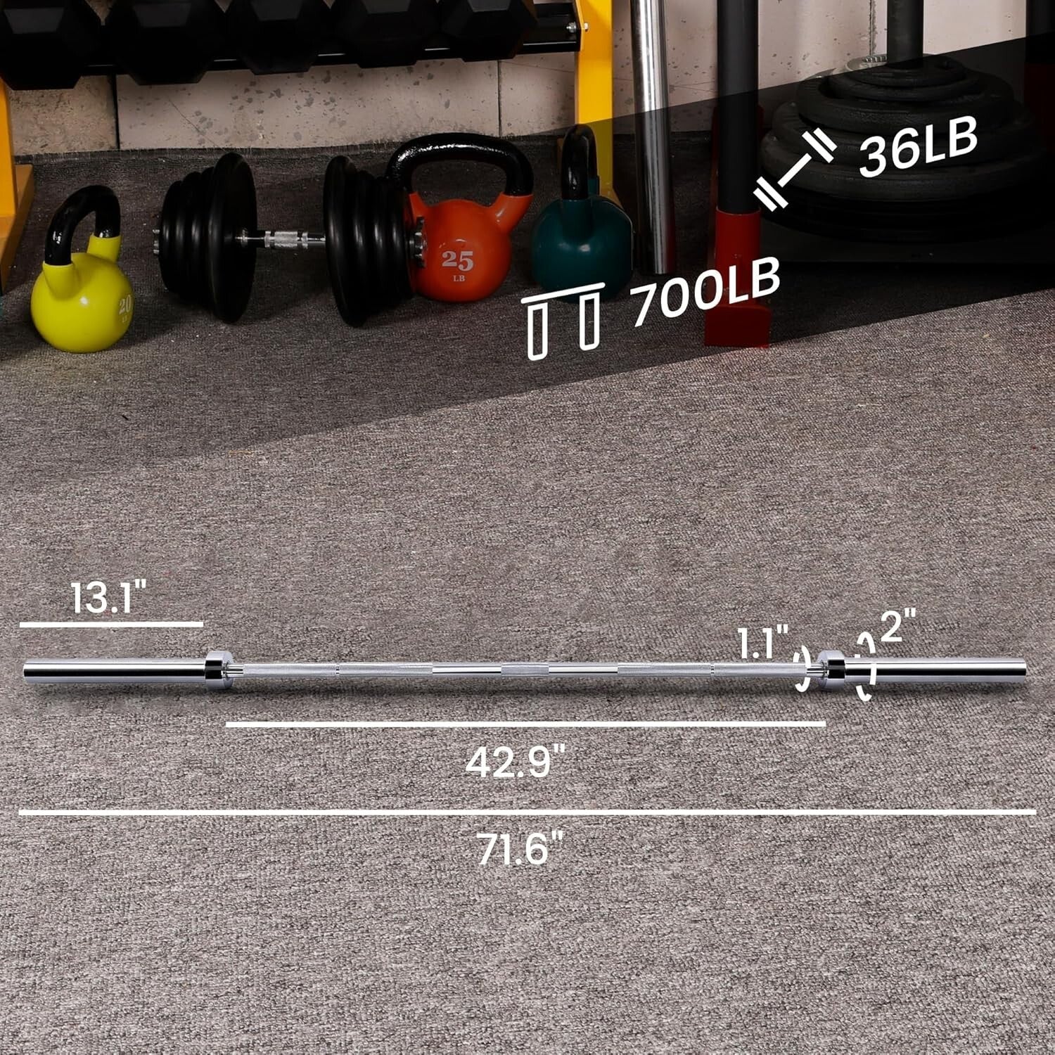 5-Foot Alloy Steel Olympic Barbell with Secure Knurled Grip - Durable & Reliable