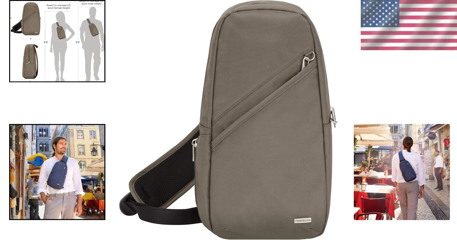 Elegant Anti-Theft Sling Bag with Organizer Pockets and Water Bottle Holder